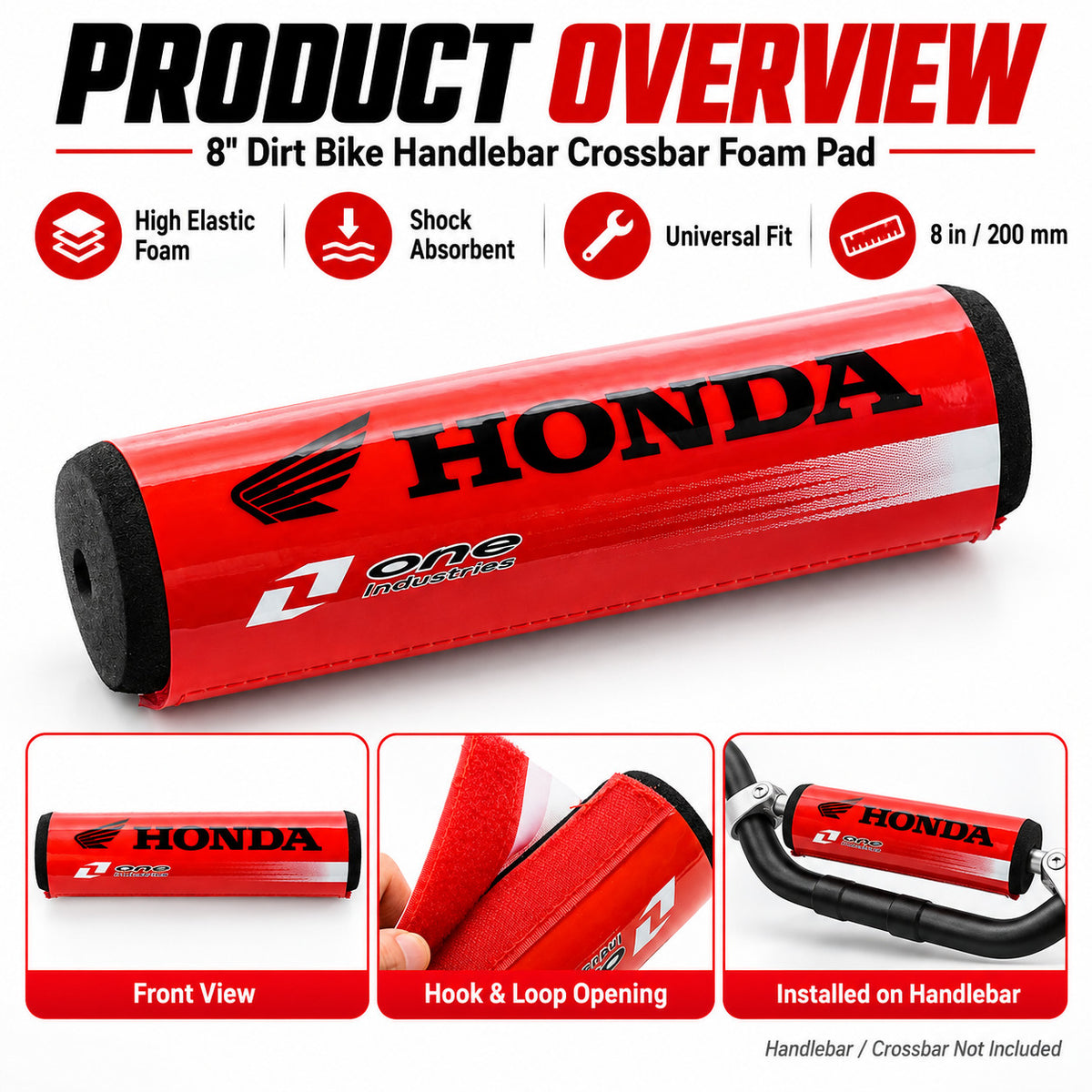 Handlebar Protector Pad 7.9in Foam Bike ATV Motorcycle Black Red
