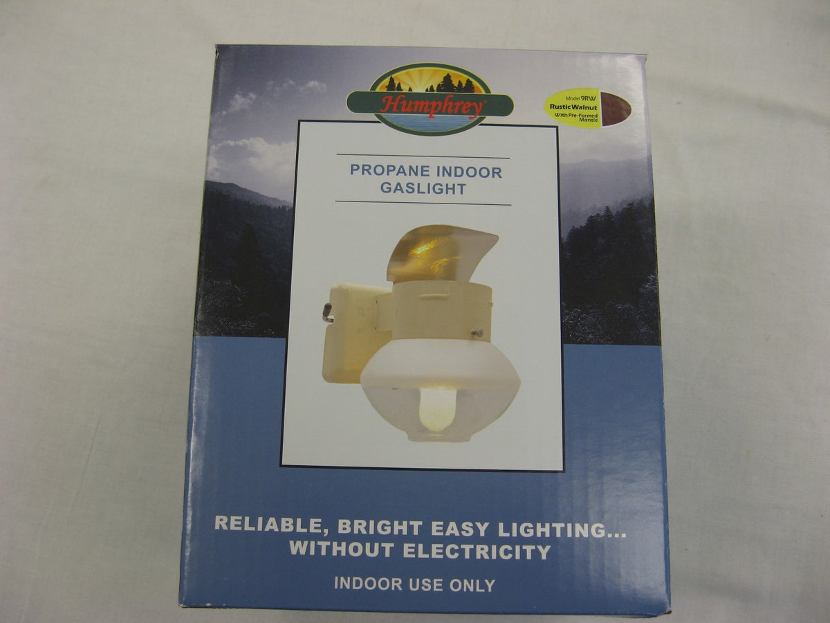 Indoor Propane Gas Light Rustic Walnut 9RW with Mantle - Made in USA