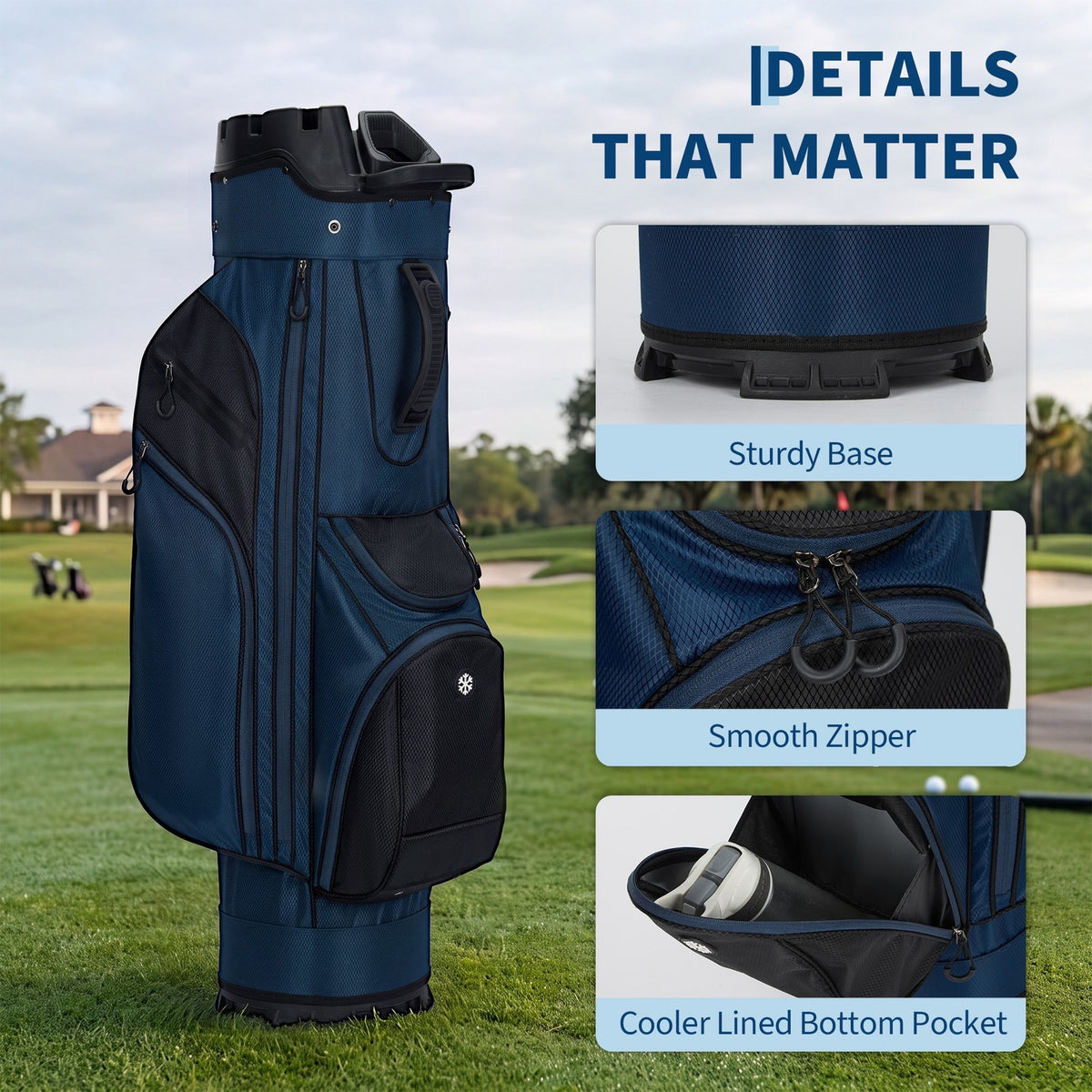 Lightweight 14-Way Golf Cart Bag with Full-Length Dividers Cooler Pocket & Rain Cover