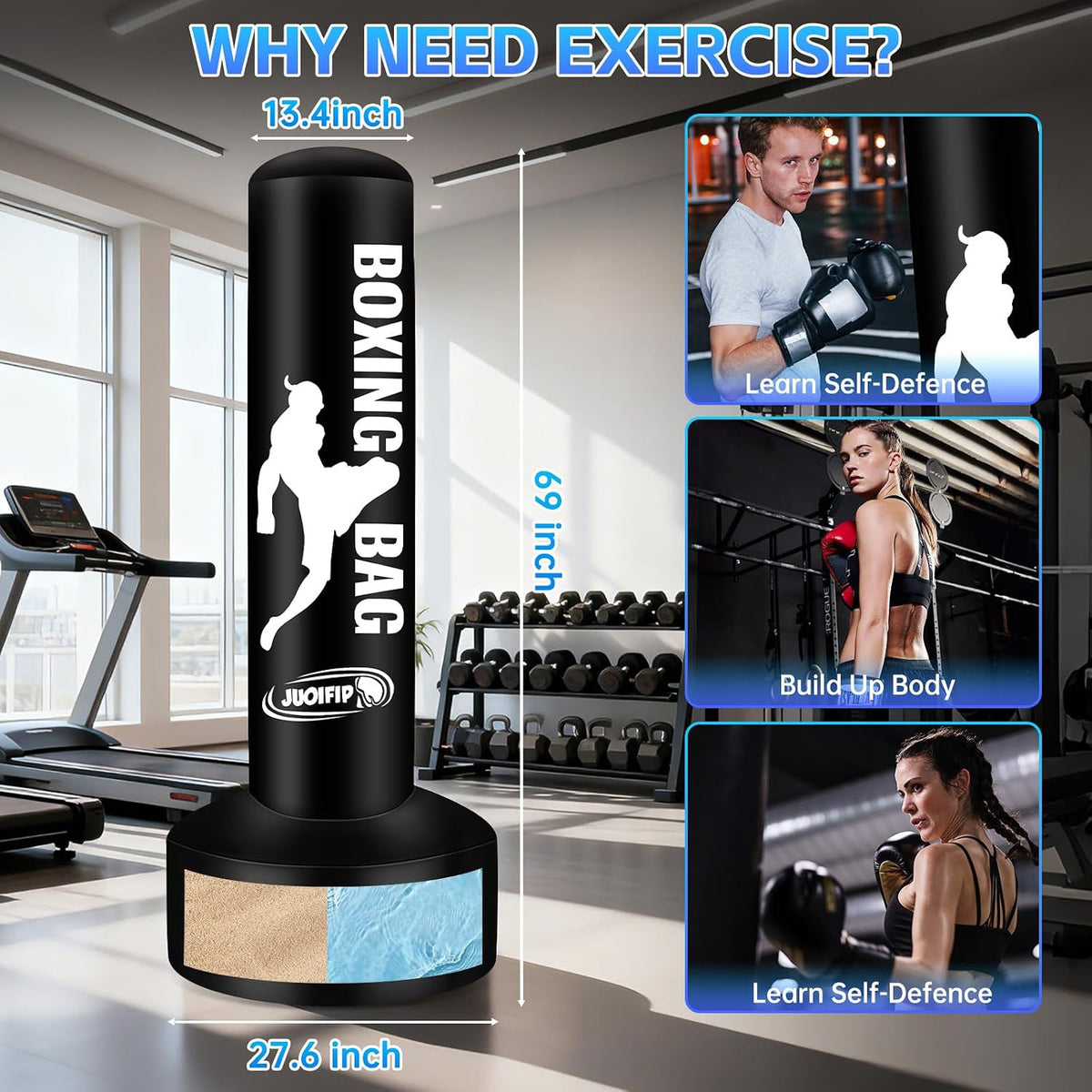 69-Inch Standing Punching Bag with Training Set for Adults, MMA Fitness Equipment