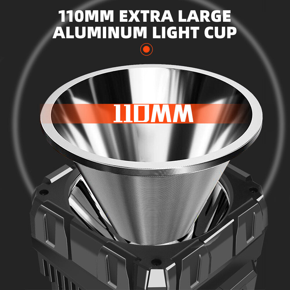 Super Bright 10 Million Lumens Rechargeable Handheld Spotlight with Solar & Power Bank