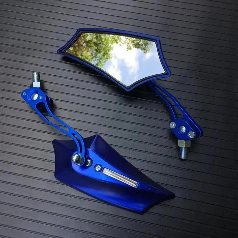 Universal Motorcycle & Bicycle Rearview Mirrors - 8mm & 10mm Fit, Adjustable Side Mirrors