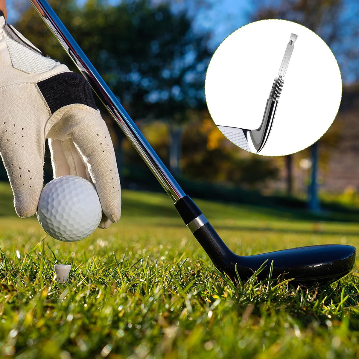 Golf Club Head Hosel Brush Set - Stainless Steel Cleaning Tools for Golf Shafts