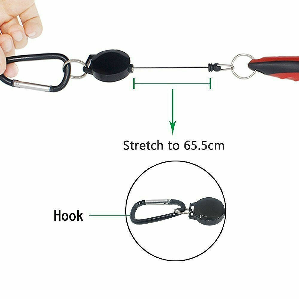 Golf Club Cleaning Brush & Groove Cleaner with Retractable Zip Line - 2 ft Aluminum Carabiner