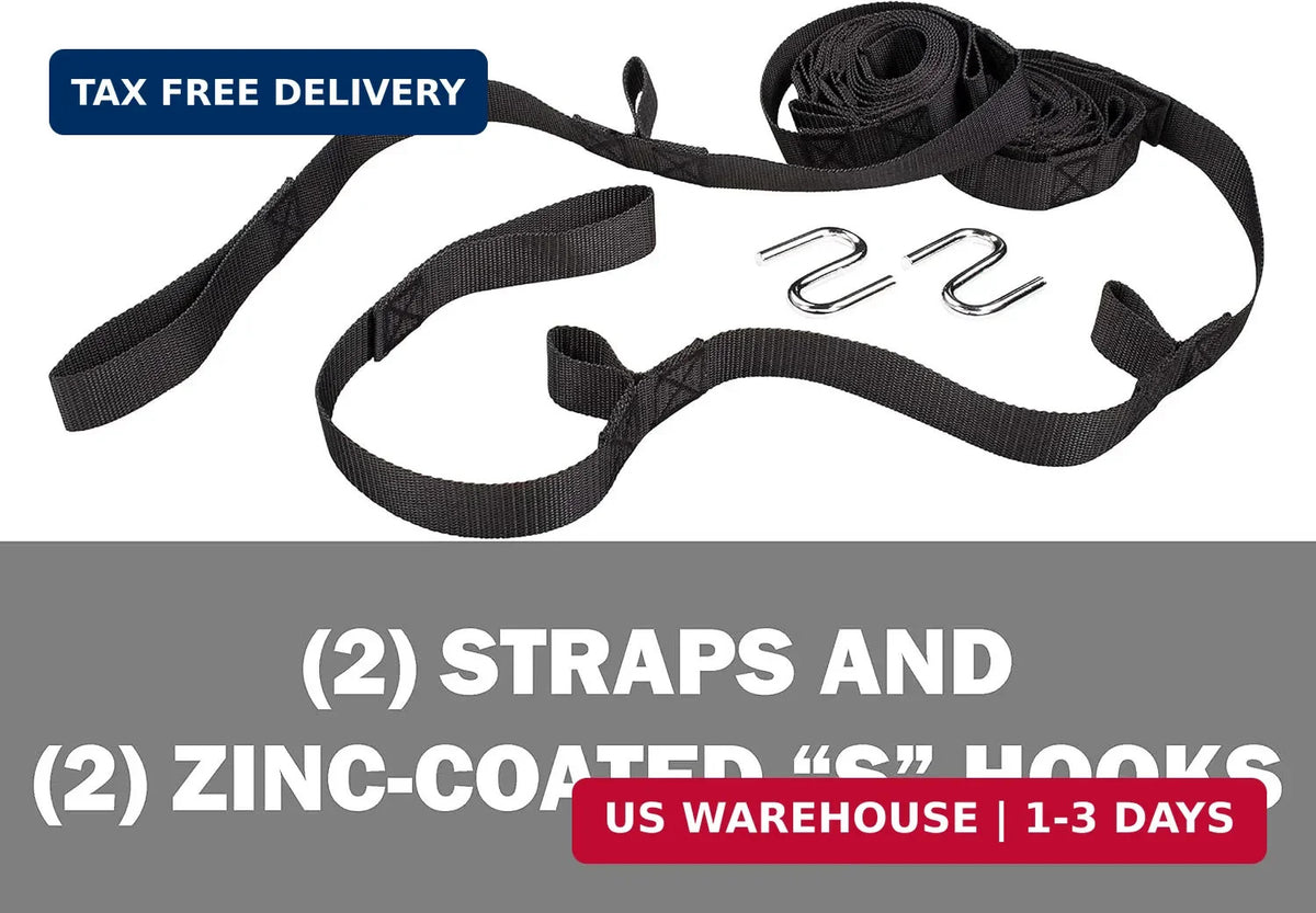 Multi-Loop Hammock Suspension System with S Hooks - Adjustable, Heavy Duty, 2 Straps