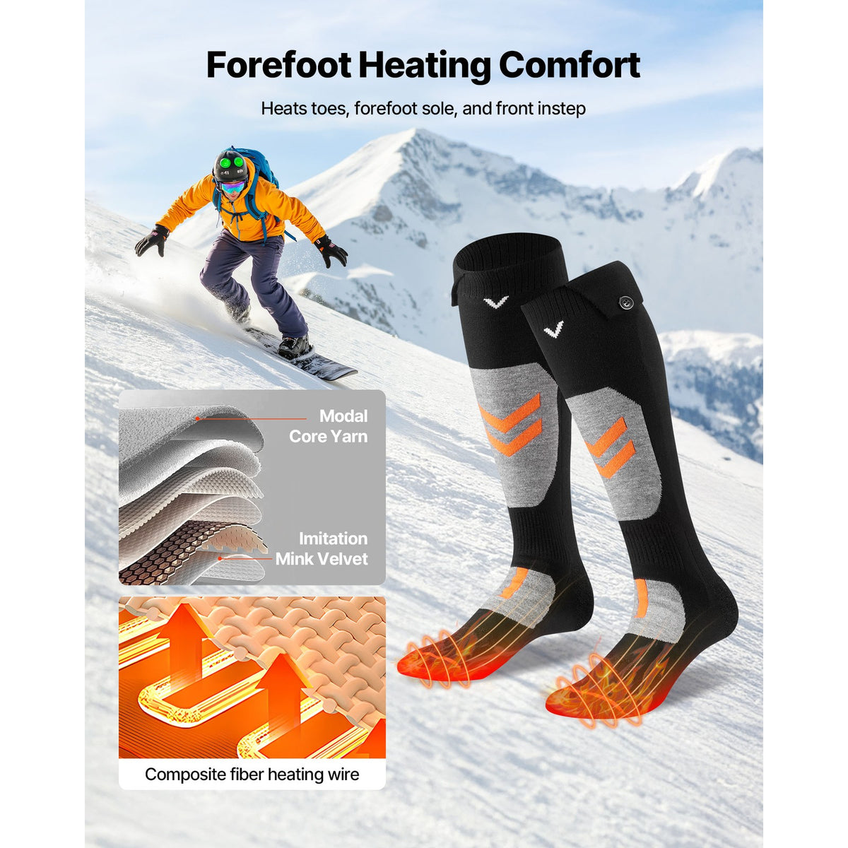 Heated Socks with 5000mAh Battery XL Size for Outdoor Activities