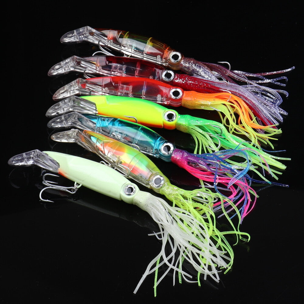 7pcs Long Octopus Sea Fishing Lures Squid Bait 40g Set for Saltwater Fishing