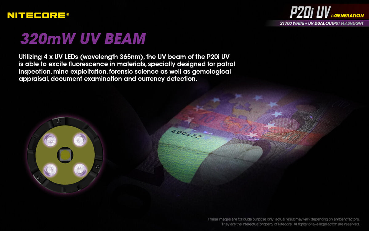 Rechargeable LED Flashlight with UV and 1800 Lumens – Holster & Battery Included