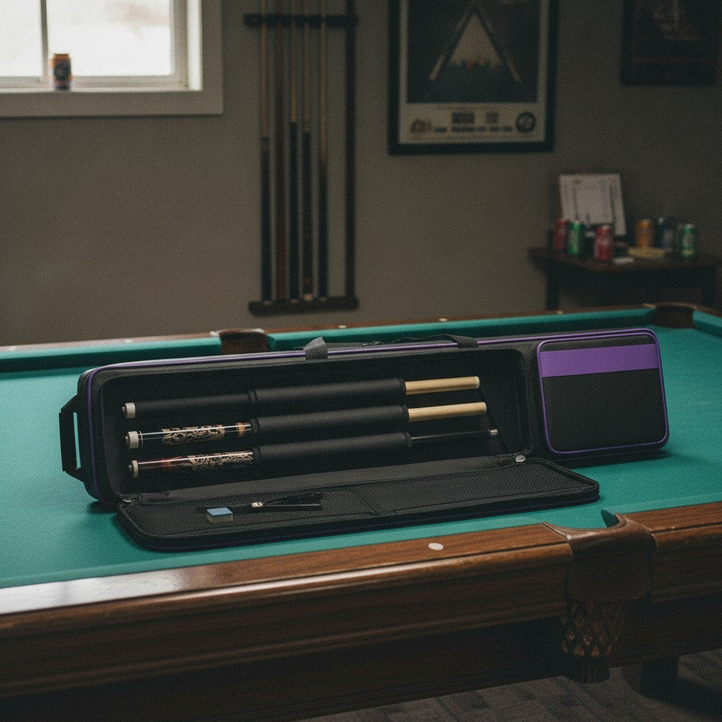 Pool Cue Case 4x5 with 4 Butts & 5 Shafts - Padded Billiard Cue Case with 2 External Pockets