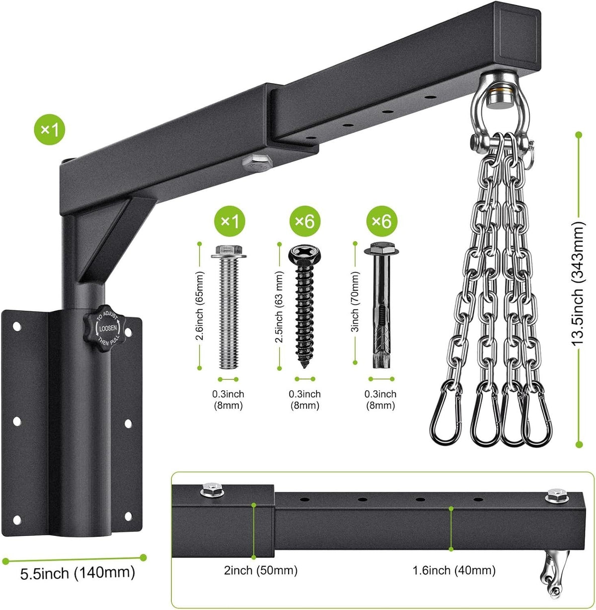 Heavy Duty Wall Mount Punching Bag Hanger with Swivel and Chains