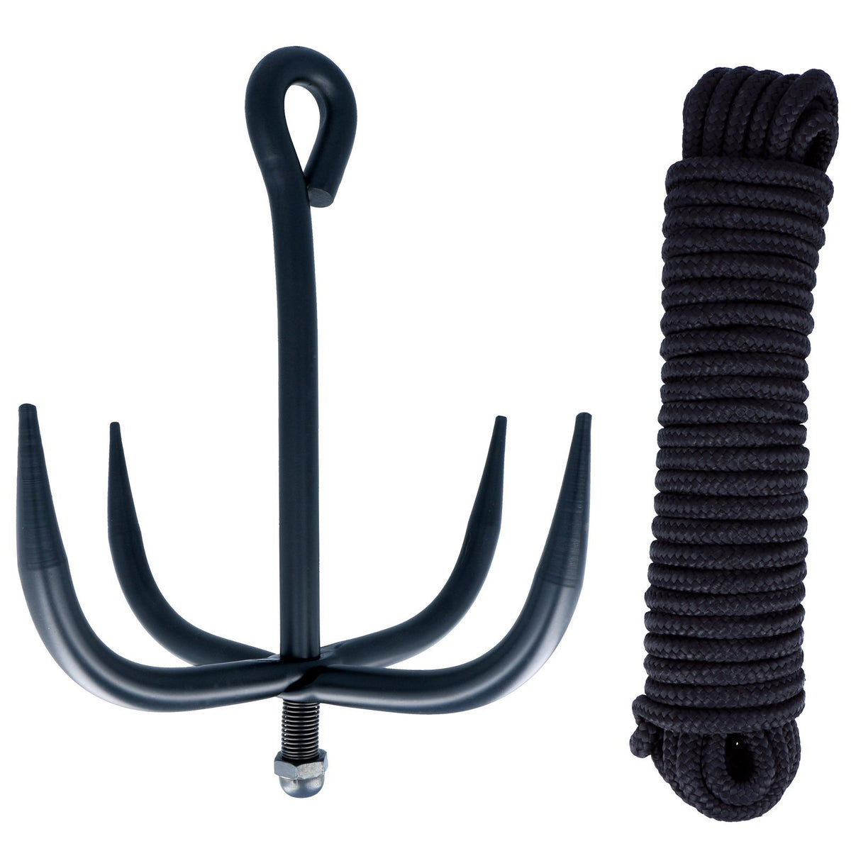 Grappling Hook with 33 Feet Nylon Rope - Heavy Duty Black Steel for Outdoor Adventures