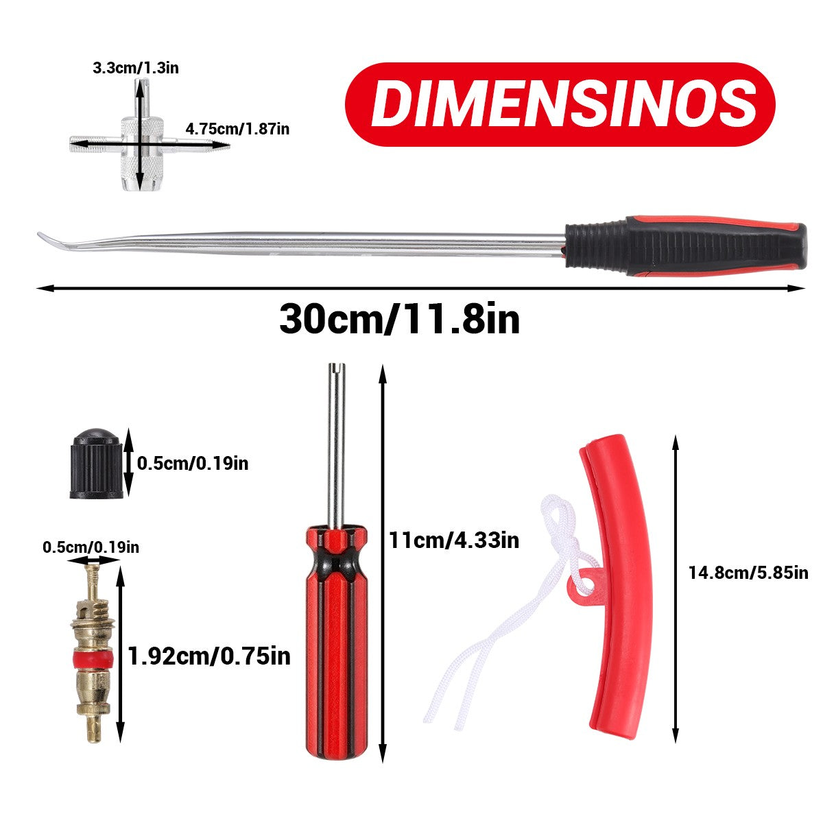 Motorcycle Tire Levers Steel Tool Set with Rim Protectors and Valve Tools