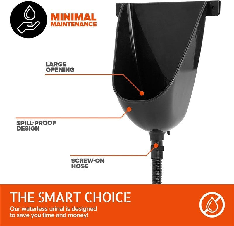 Waterless Urinal for Men Gray Plastic Portable Bathroom Fixture