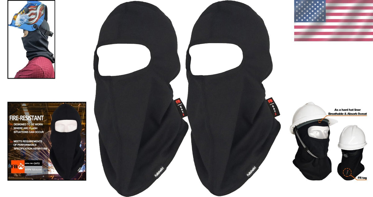 Flame Resistant Hood for Welding & Hunting - 2 Pack, Black, One Size