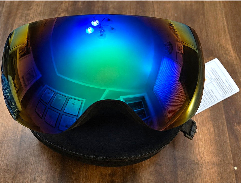 Motorcycle Sunglasses with Black Frames and Green Reflective Lenses