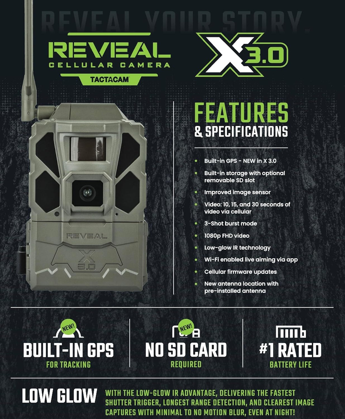 Tactacam Reveal X 3.0 Cellular Trail Camera 4K Night Vision GPS