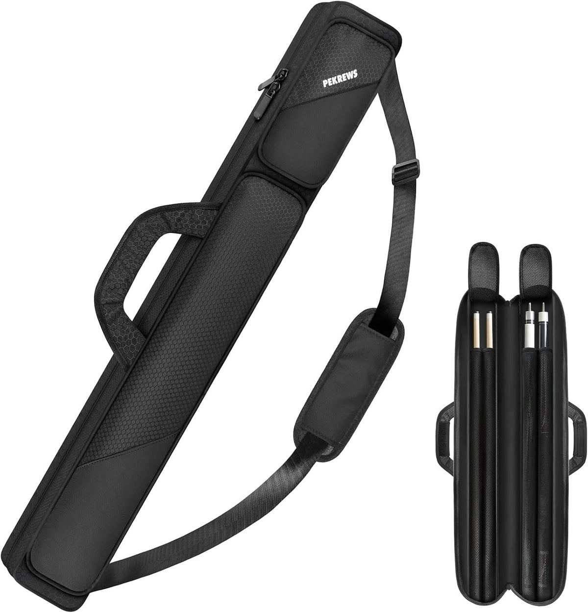 Pool Cue Case 2x2 Holds 2 Cues & 2 Accessories, 600D Polyester