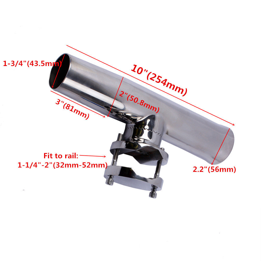 Adjustable Stainless Steel Boat & Marine Fishing Rod Holder Clamp 1-1/4"-2" Rail
