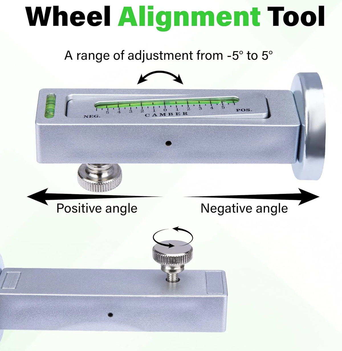 Universal Camber Alignment Tool with Magnetic Base for Vehicle Wheel Alignment