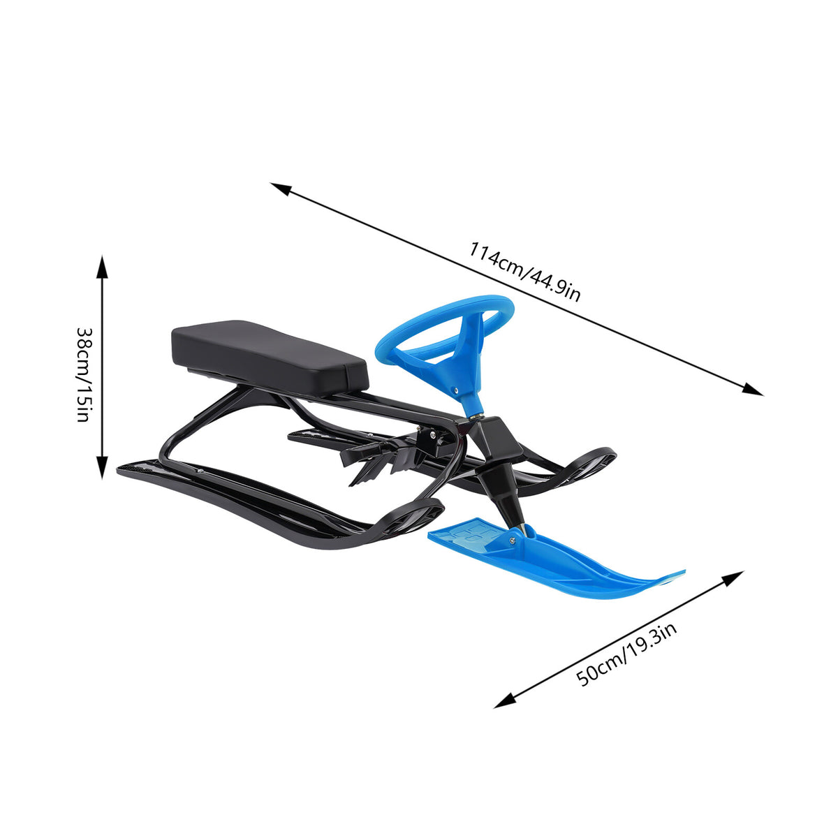 Kids & Adult Snow Racer Sled with Flexible Steering Wheel - Blue
