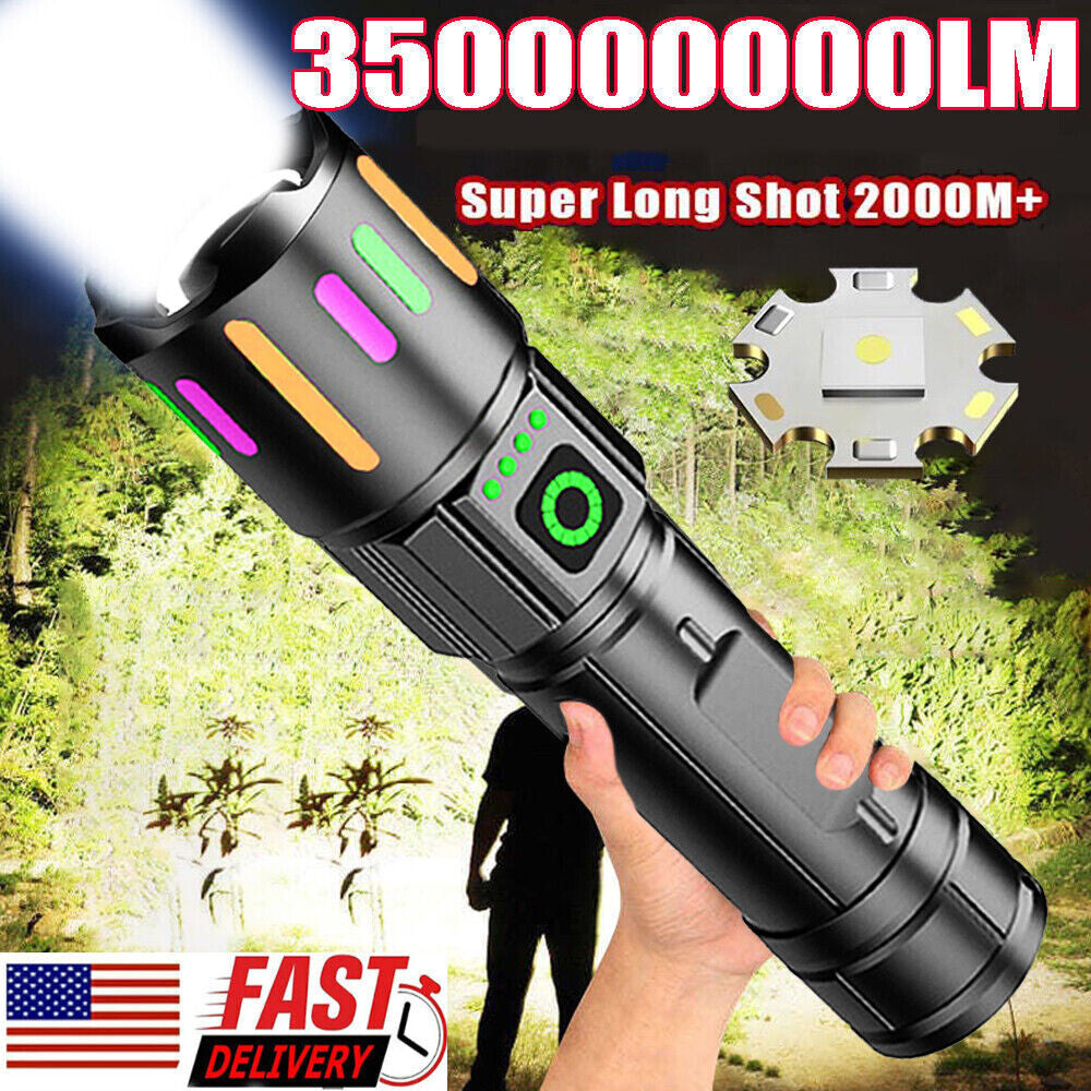 Super Bright Rechargeable LED Tactical Flashlight 2000m Beam