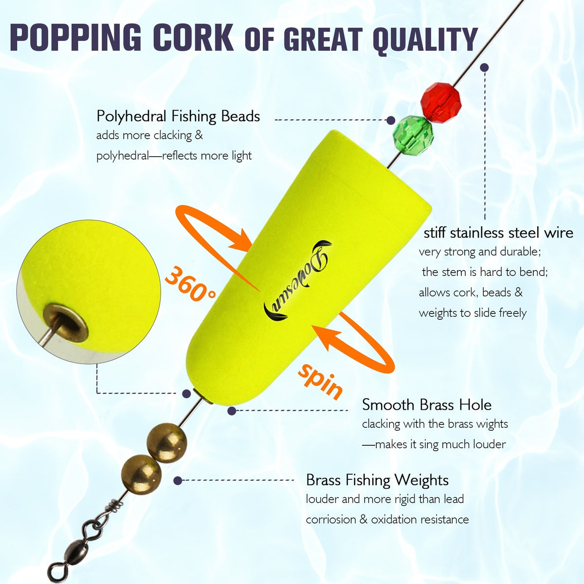 Fishing Floats Popping Cork Bobbers Set for Saltwater & Freshwater Angling
