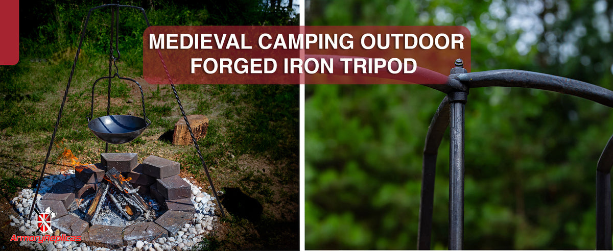 Outdoor Camping Tripod with Adjustable Iron Pot Hook 56.5 Inch
