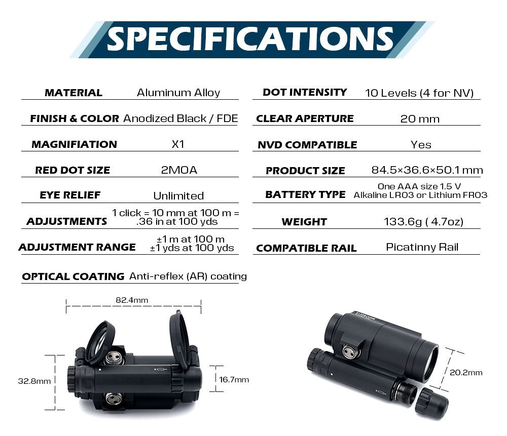 EvolutionGear COMP M5b Dotsight & LRP 1.54-Inch Mount - Aim Clone Replica Set