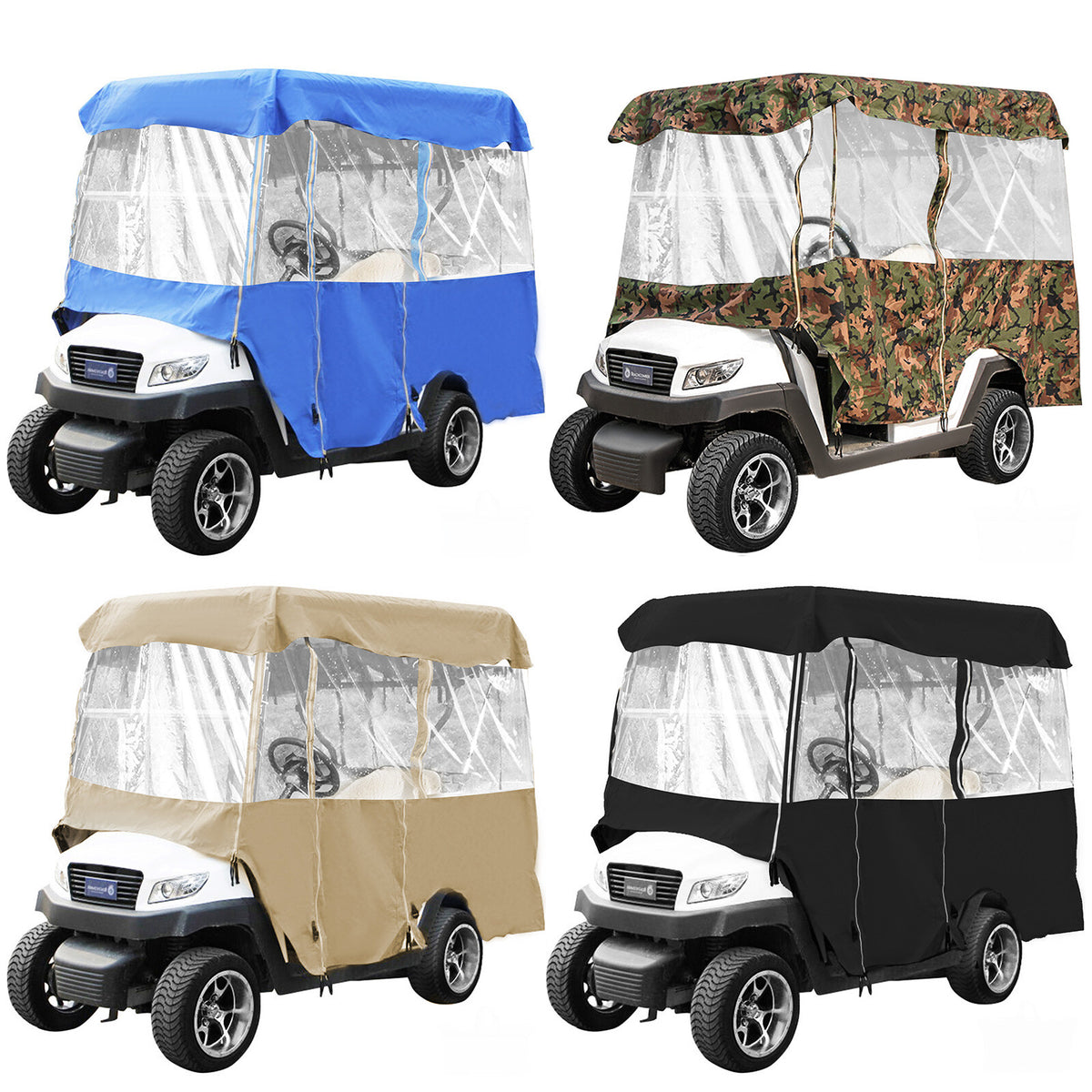 4 Passenger Golf Cart Cover Enclosure Waterproof Roll-Up Door UV Resistant