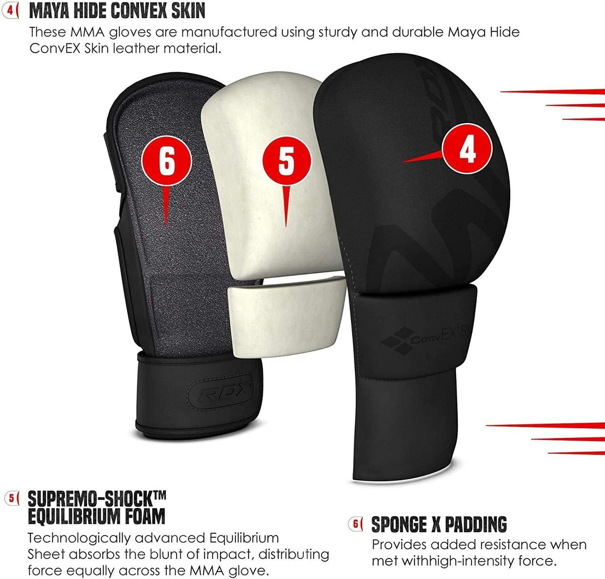 MMA Sparring Gloves Open Palm Kickboxing Muay Thai Leather Training Gear