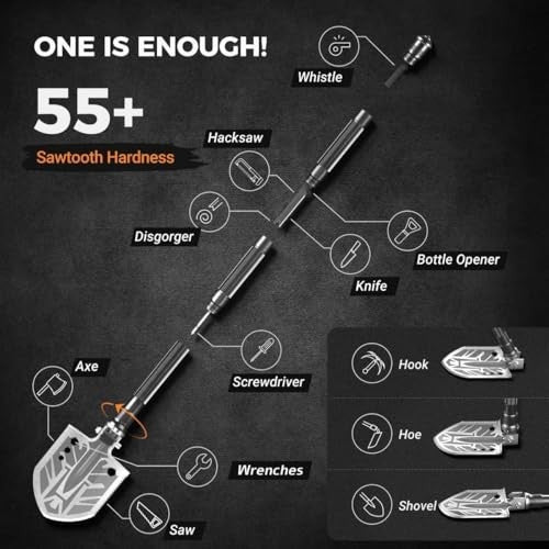 23-in-1 Folding Camping Shovel Multi-Tool Survival Gear for Outdoors