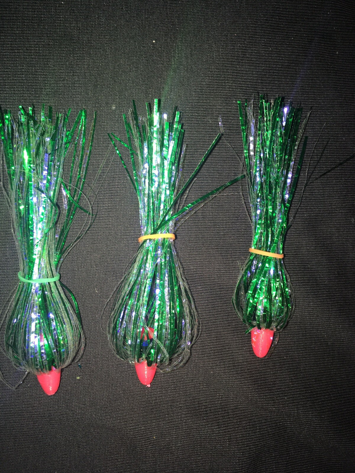 Salmon Trolling Flies Pack of 3 Unrigged 4-Inch Pickled Green Crinkle