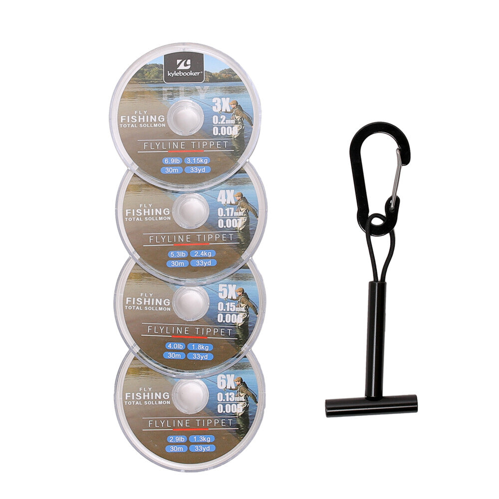 Fly Fishing Tippet Line with Holder - Clear Nylon Leaders for Trout, Multiple Sizes