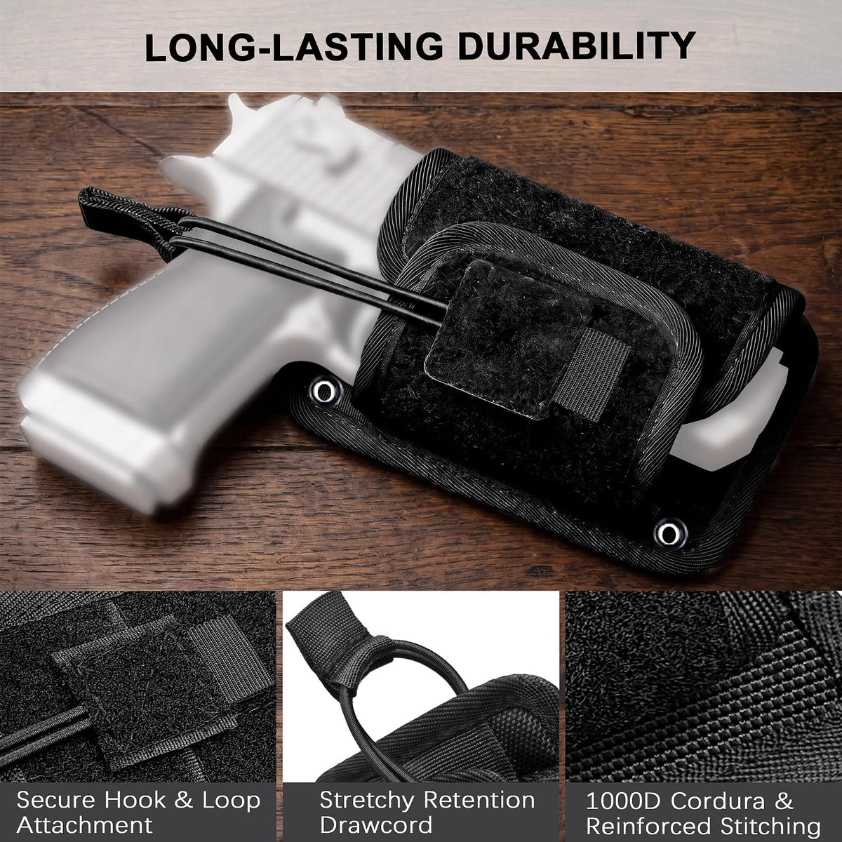 Universal Pistol Holster Handgun Panel Holder with Hook and Loop Fastener