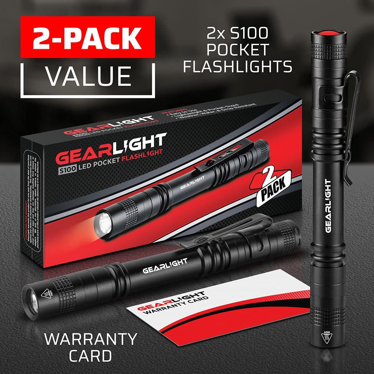 LED Pocket Pen Light - Small Compact Flashlight with Clip for Tight Spaces