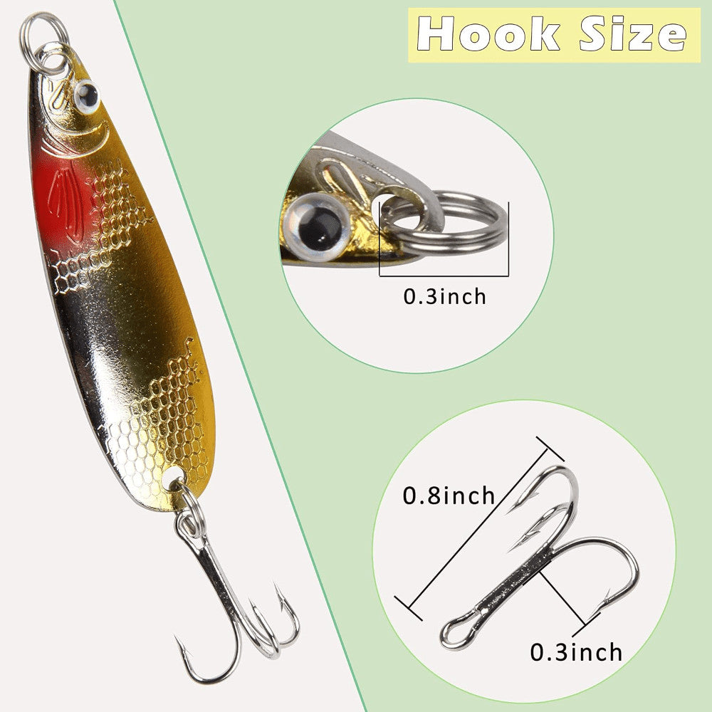 30pcs Metal Fishing Spoon Lures Cast Baits for Trout & Trolling