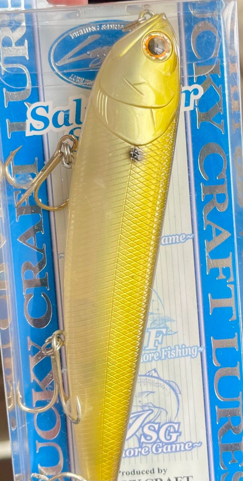Inshore Saltwater Fishing Lure - Topwater Walking Bait, Golden Shiner 5"