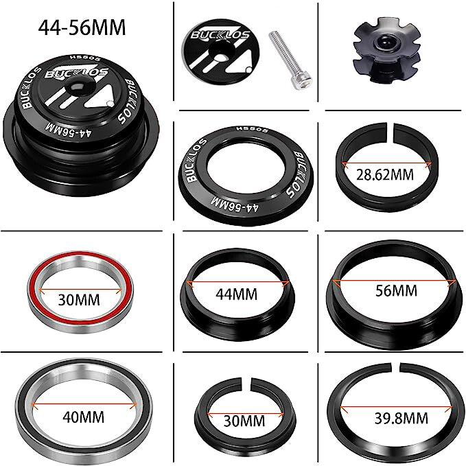 Mountain and Road Bike Headset 44-56mm Sealed Bearing Tapered Fork Part