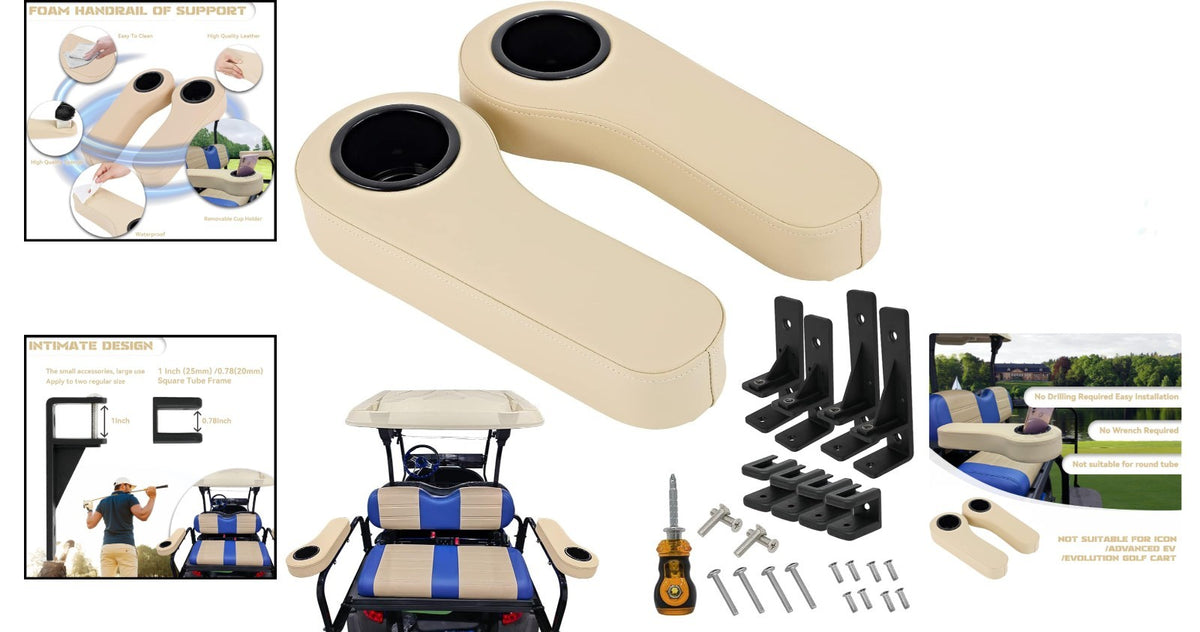 Golf Cart Rear Seat Kit with Support Frame No Drilling EZGO Club Car Compatible
