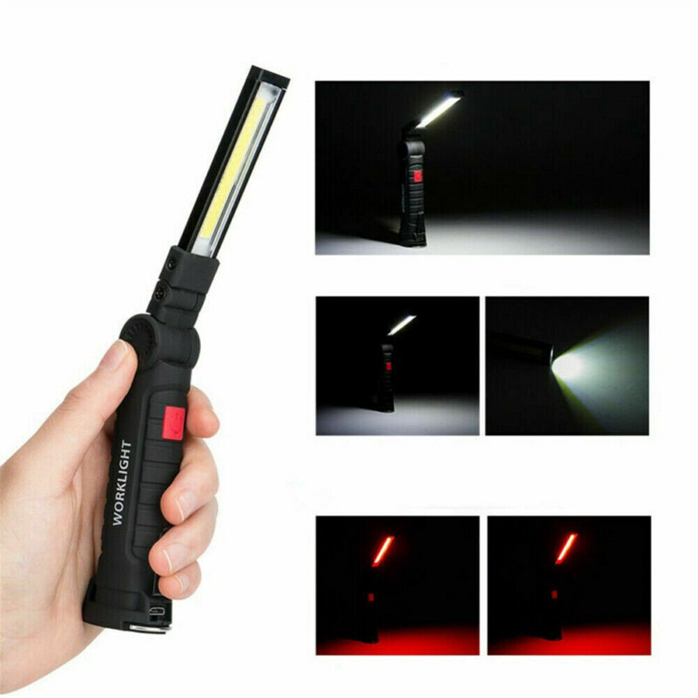 Rechargeable COB LED Work Light Flashlight with Magnetic Base and Folding Design