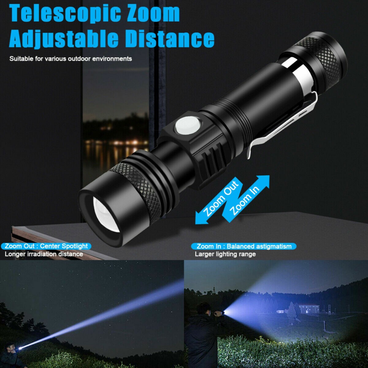Rechargeable LED Tactical Flashlight 99000000 LM Bright Work Light, 2 Pack