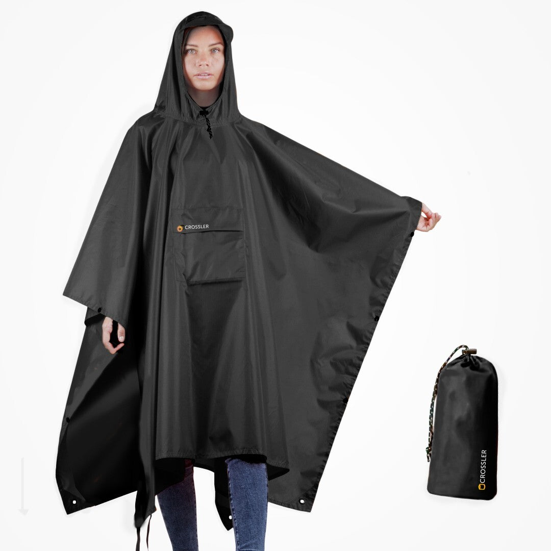 Unisex Waterproof Hooded Rain Poncho with Pocket - 3-in-1 Emergency Waterproof Cover