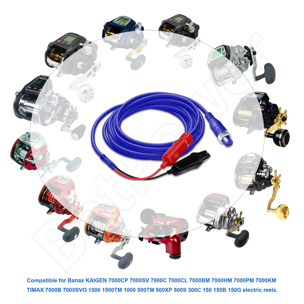 Electric Fishing Reel Power Cable Compatible with Banax Kaigen Reels - 6.6FT/2M & 18FT/5.5M