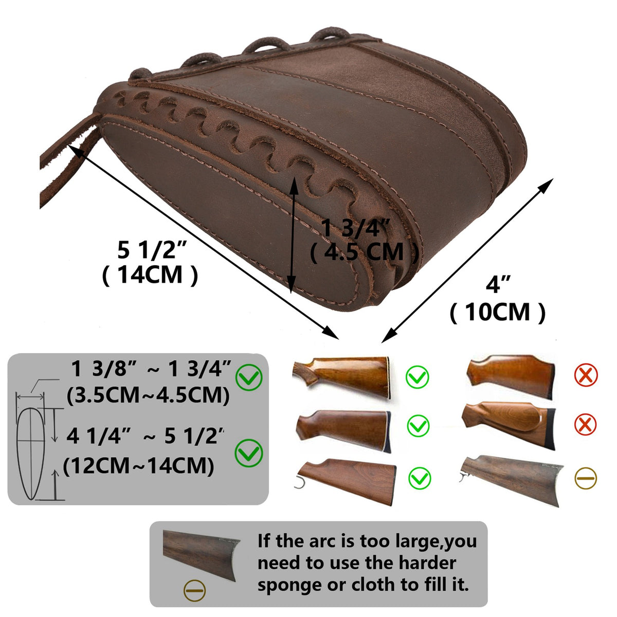 Hunting Rifle & Shotgun Recoil Pad Shoulder Protection Leather & Canvas