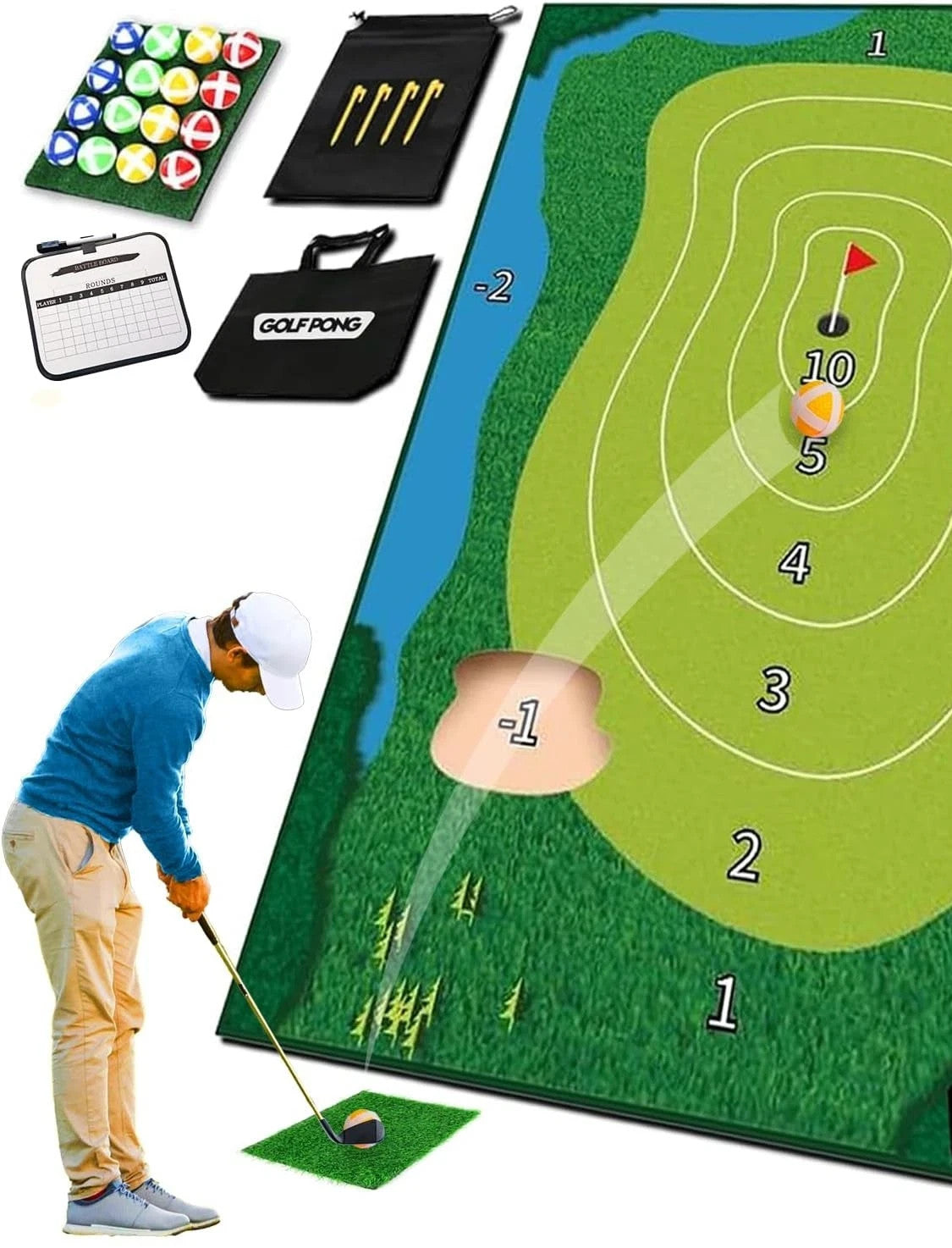 Golf Chipping Game 4x6 Ft Chip Off Challenge & Stick Game - BYOC