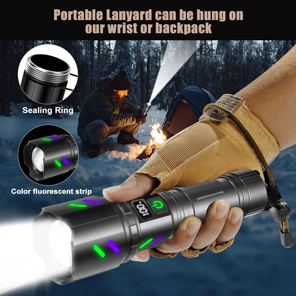 High Power Rechargeable LED Laser Flashlight with Zoom & SOS Mode