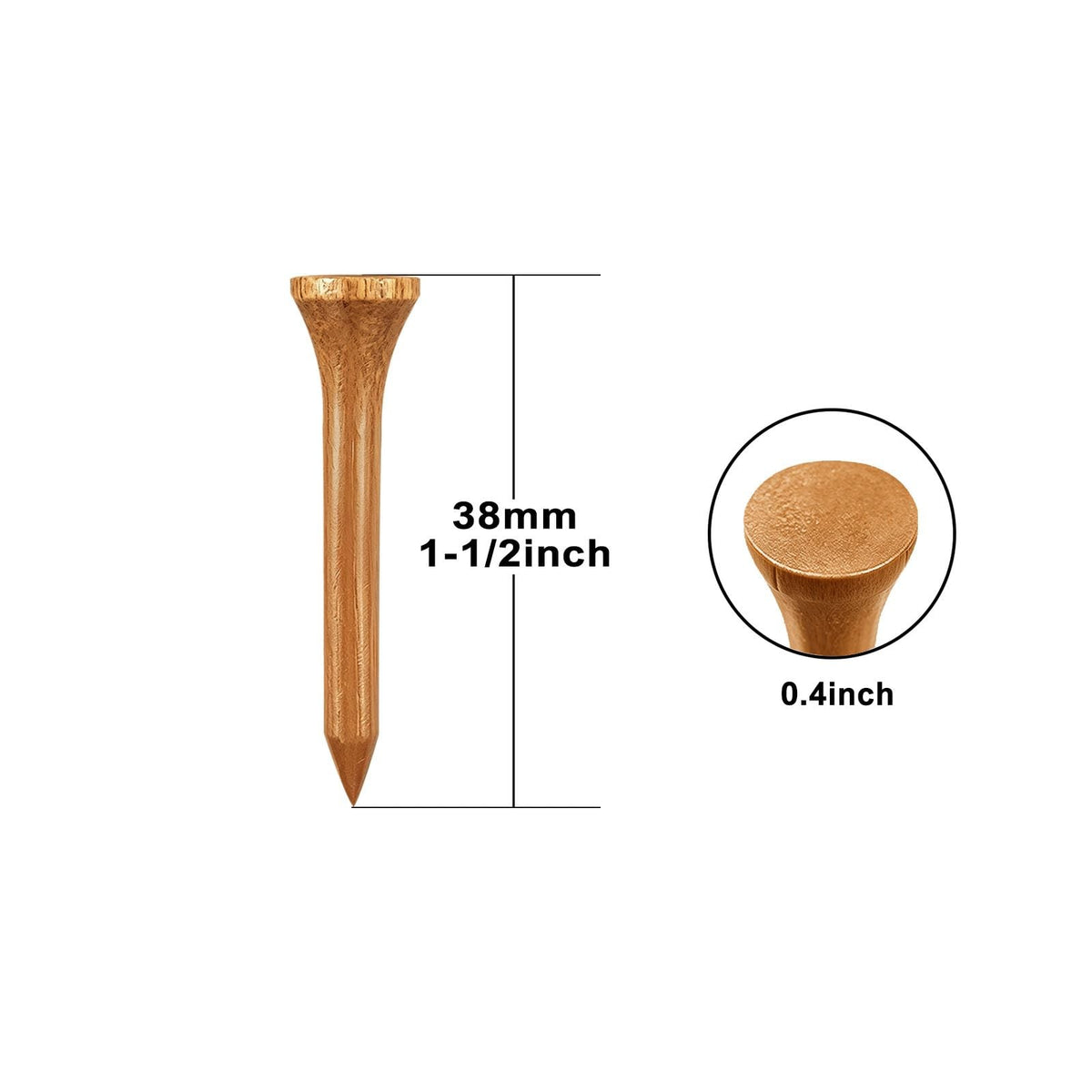 Wooden Golf Tees 1.5 Inch 100 Count Brown - Durable & Standard Size