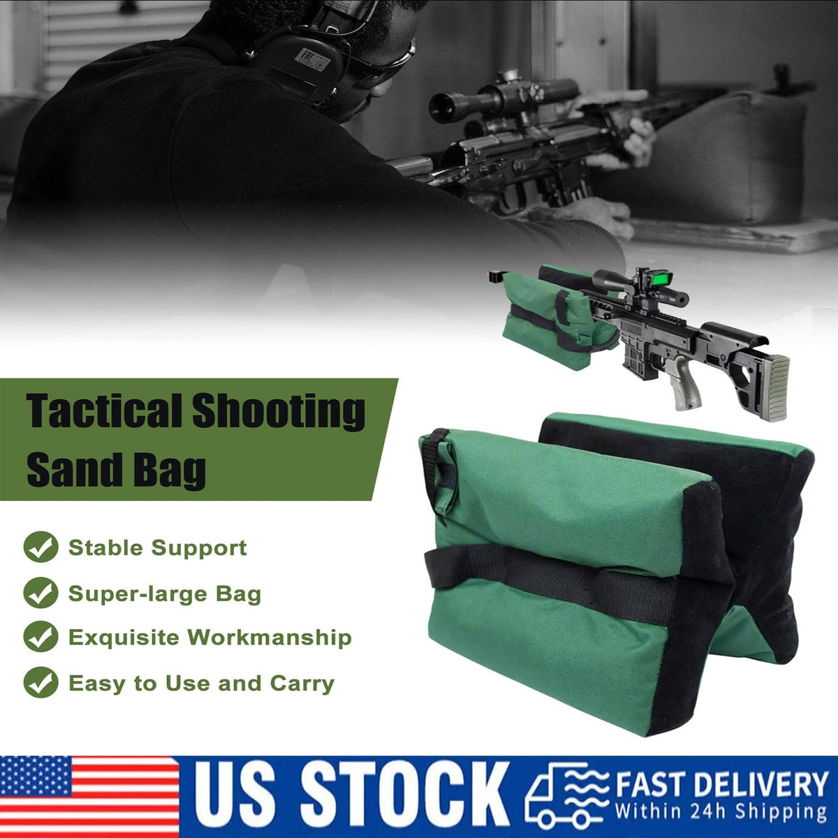 Shooting Range Sand Bag Set Rifle & Shotgun Bench Rest Support