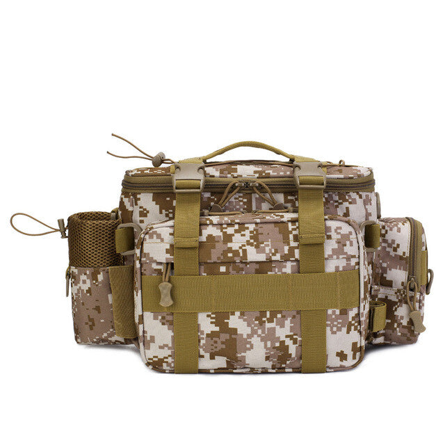 Water-Resistant Fishing Tackle Bag with Multiple Storage Pockets and Adjustable Strap