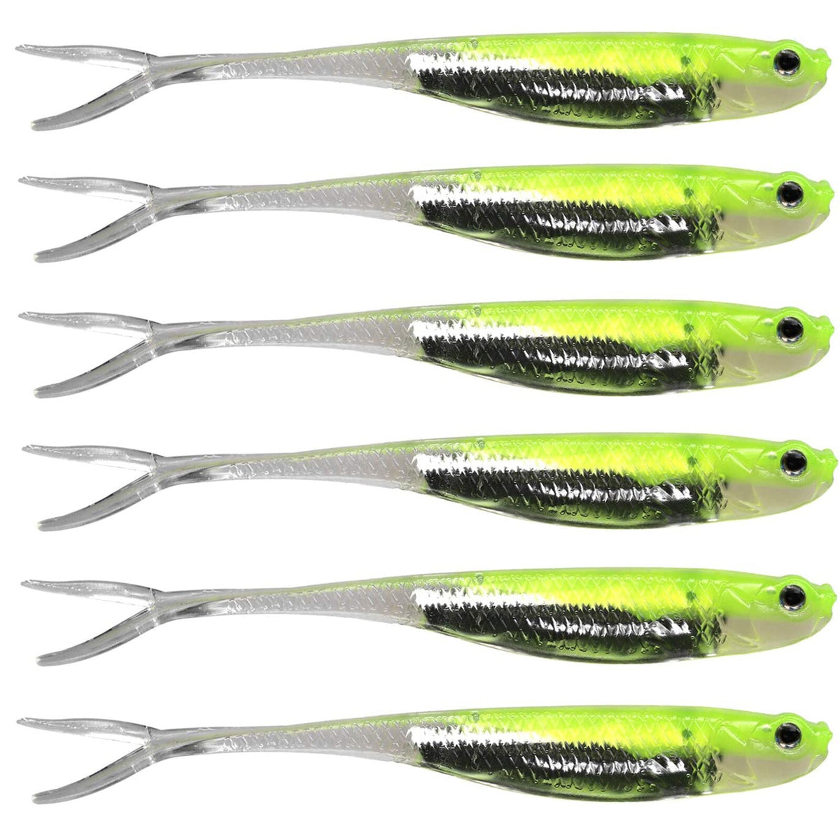 6Pcs Soft Swimbait Fishing Lures - Realistic Jerk Shad Minnow Drop Shot Baits
